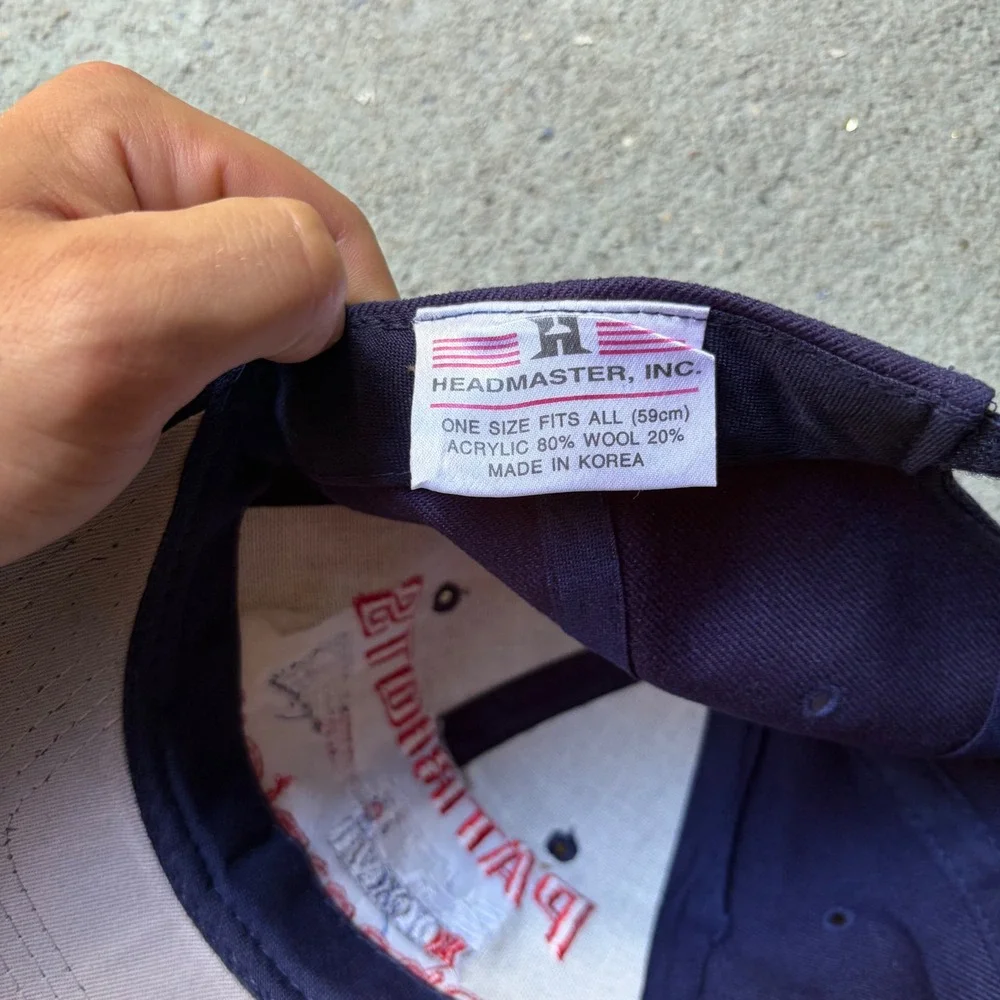 New England Patriots Super Bowl XXXVI Champions Hat Navy Blue Headmaster Cap